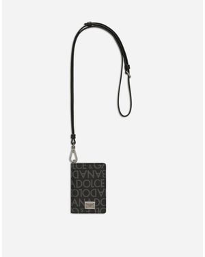 Dolce & Gabbana Logo-Print Leather Cardholder - White