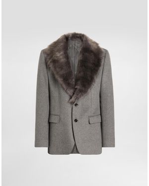 Dolce & Gabbana Single-Breasted Cashmere Jacket - Grey