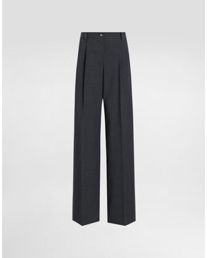 Dolce & Gabbana Wool Fabric Trousers - Blue