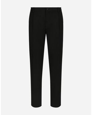 Dolce & Gabbana Tailored Wool Gabardine Tuxedo Trousers - Black