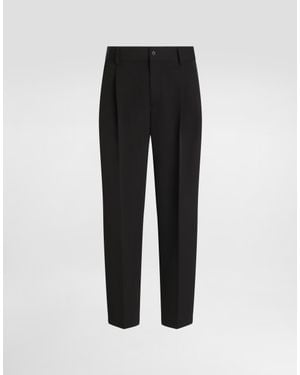 Dolce & Gabbana Wool Trousers With Double Darts - Black