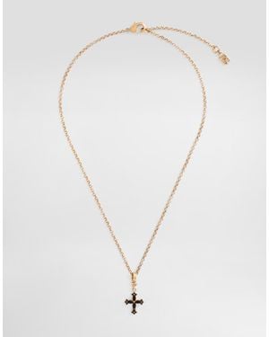 Dolce & Gabbana Necklace With Cross And Rhinestones - White