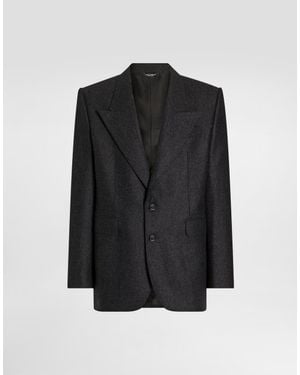 Dolce & Gabbana Sinatra Single-Breasted Wool Flannel Jacket - Black