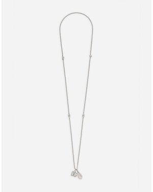 Dolce & Gabbana ネックレス ドロップ＆Dgロゴ - ホワイト