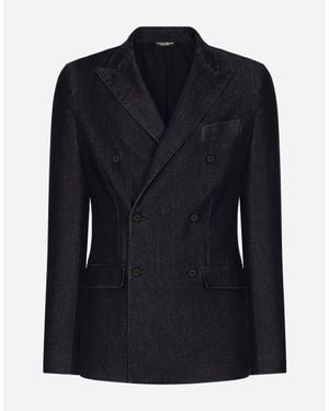 Dolce & Gabbana Double-Breasted Taormina-Fit Denim Jacket - Black