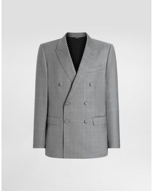 Dolce & Gabbana Double-Breasted New Martini Glen Plaid Jacket - Grey