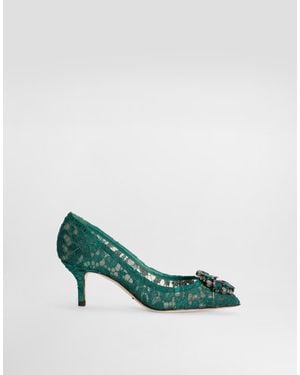 Dolce & Gabbana Lace Pumps With Brooch Detailing - Green