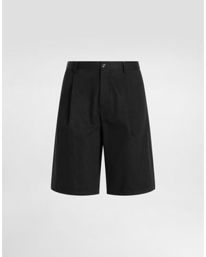 Dolce & Gabbana Cotton Twill Shorts With Dg Logo Embroidery - White