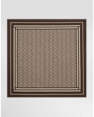 Dolce & Gabbana Silk Pocket Square With Micro-Design And Logo - Metallic