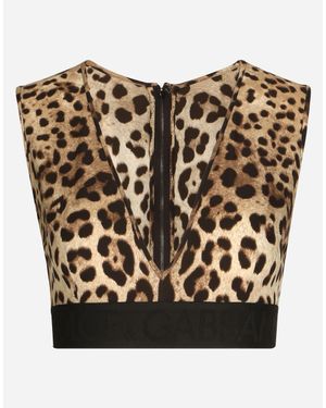 Dolce & Gabbana Leopard-Print Charmeuse Top - Multicolour