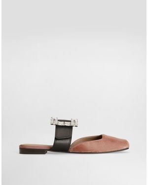 Dolce & Gabbana Zueco De Terciopelo Con Hebilla Joya - Blanco