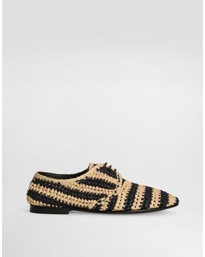 Dolce & Gabbana Woven Raffia Derby Shoes - White