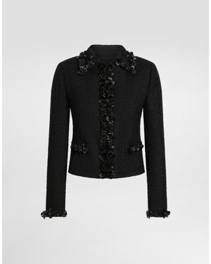 ジャケット DOLCE  GABBANA Women Outer F27EHTFUBD2N0000 Black Floral lace jacket with satin details in Black for Women