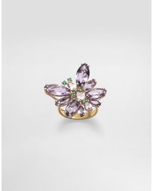 Dolce & Gabbana Butterfly Ring 18-Carat, Amethysts, Morganites, And Emeralds - White
