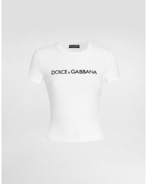 Dolce & Gabbana Logo Cropped T-Shirt - White
