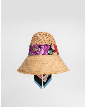 Dolce & Gabbana Straw Hat With Bandeau Scarf - Pink