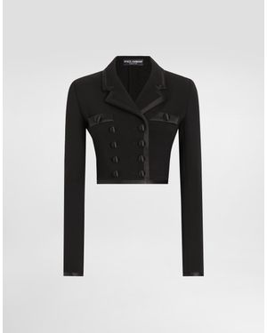 Dolce & Gabbana Short Double-Breasted Wool Crochet Jacket in