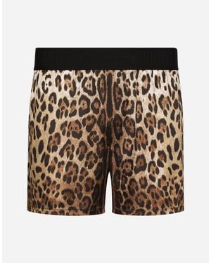 Dolce & Gabbana Leopard- Silk Shorts - Black