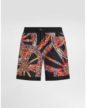 Dolce & Gabbana Carretto-Print Swim Boxer Shorts - White