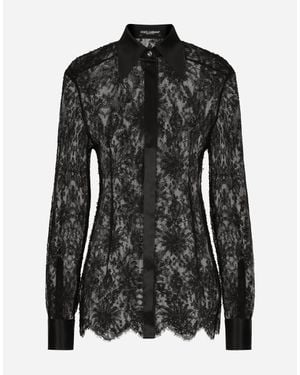 Dolce & Gabbana Lace Sheer Shirt - Black