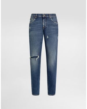 Dolce & Gabbana Dolce & Gabbana Worn-Look Torn-Knee Jeans - Blue