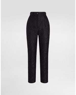Dolce & Gabbana Tailored Quilted Floral Jacquard Trousers - Blue