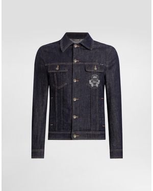 Dolce & Gabbana Cotton Denim Jacket With Patch - Blue