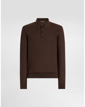 Dolce & Gabbana Knit Cashmere Polo Shirt - Brown