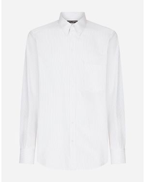 Dolce & Gabbana Striped Poplin Martini-Fit Shirt - White