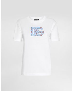 Dolce & Gabbana Jersey T-Shirt With Dg Print Patch - White