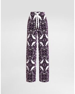 Dolce & Gabbana Pantaloni Stampa Maiolica - Bianco