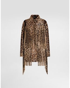 Dolce & Gabbana Leopard-Print Fringed Jacket - Brown
