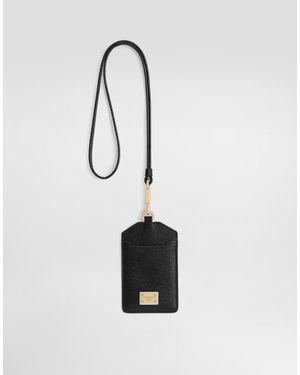 Dolce & Gabbana Dauphine Calfskin Keychain With Plate - White