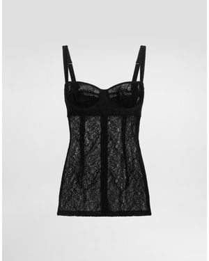 Dolce & Gabbana Lace Top With Underbust Cut - Black