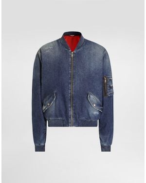 Dolce & Gabbana Denim Bomber Jacket - Bleu