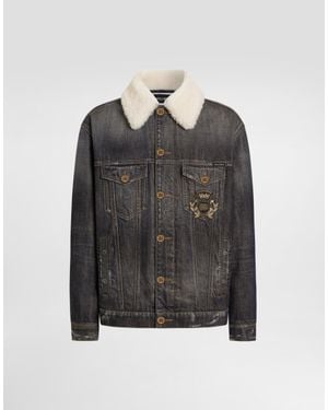 Dolce & Gabbana Denim Jacket With Logo Patch - Black