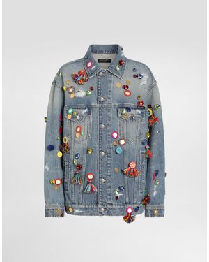 Dolce & Gabbana Chaqueta En Denim Con Aplicaciones - Azul