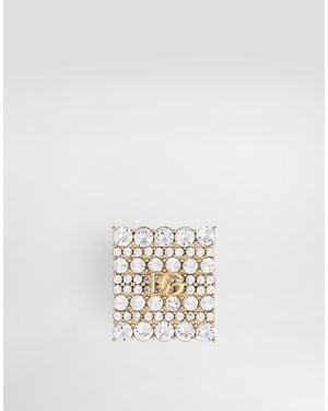 Dolce & Gabbana Sartoria Rhinestones Brooch - Blanc