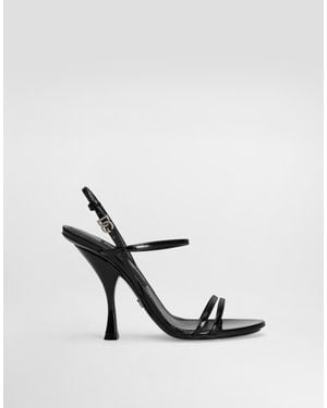 Dolce & Gabbana Polished Calfskin Sandals - Black