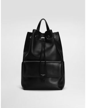 Dolce & Gabbana Calfskin Nappa Leather Backpack - ブラック