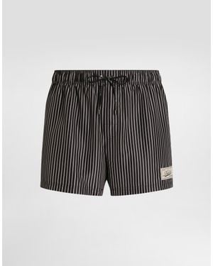 Dolce & Gabbana Stripe-Print Short Swim Boxers - Grey