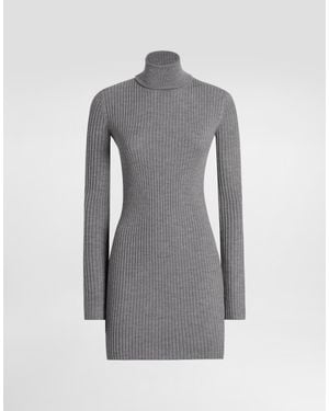 Dolce & Gabbana Abito Lungo Dolcevita - Grigio