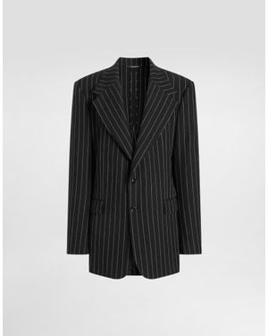 Dolce & Gabbana Sicilia Single-Breasted Pinstripe Jacket - Negro