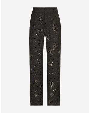 Dolce & Gabbana Classic Embroidered Trousers - Black