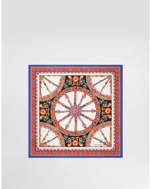 Dolce & Gabbana Pañuelo 50X50 En Twill De Seda Con Estampado Carretto - Rosa