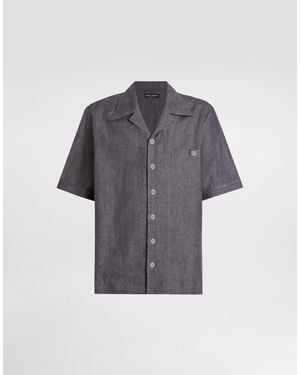 Dolce & Gabbana Hawaiihemd Aus Leinenstoff - Grau