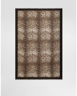 Dolce & Gabbana Pareo 110 X 190 De Algodón Con Estampado De Leopardo - Marrón