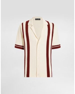 Dolce & Gabbana Cotton Knit Polo-Shirt With Inlaid Stripe - マルチカラー