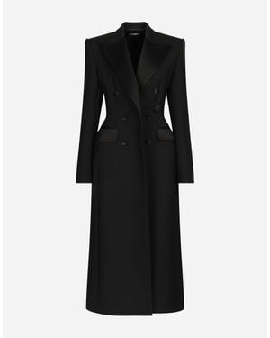 Dolce & Gabbana ウールギャバジン ダブルブレスト タキシードコート - ブラック