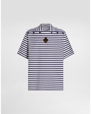 Dolce & Gabbana Striped Cotton Polo Shirt - Blue
